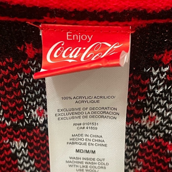 Coca Cola Coke Christmas Holiday Cardigan Ugly Christmas Sweater sz M Xmas party - Picture 10 of 16